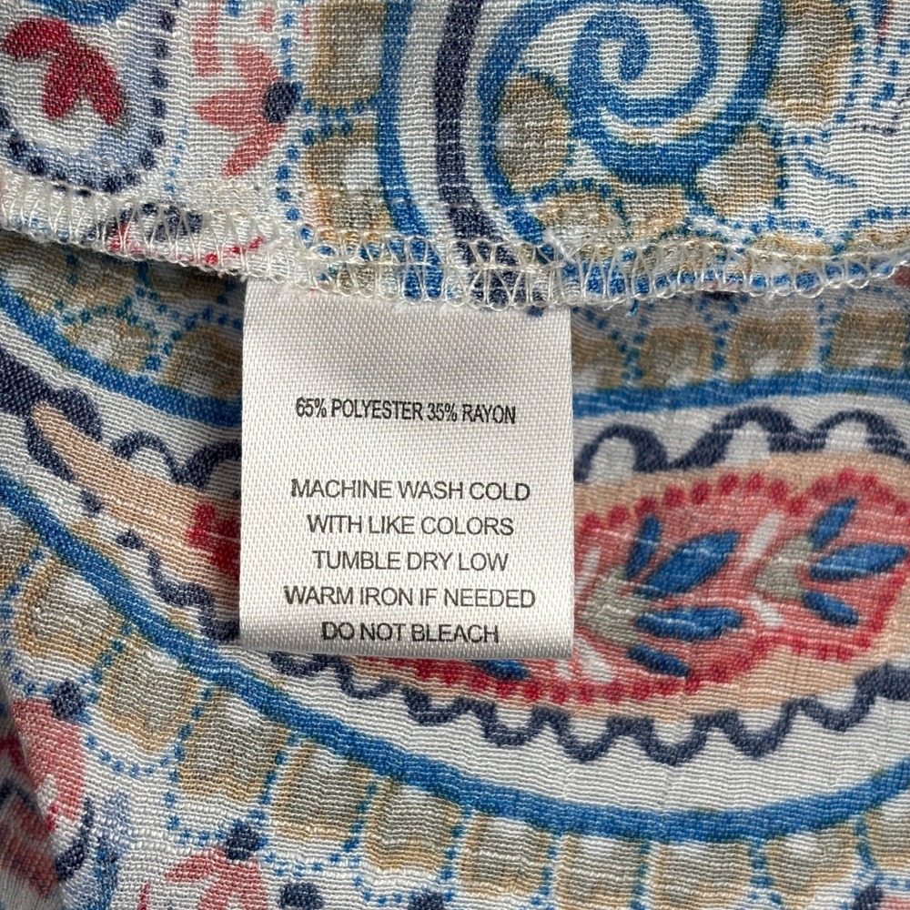 Indigo Rose Peasant Top Womens 3X Paisley Smocked Bell Sleeve Boho Blouse - Picture 8 of 13